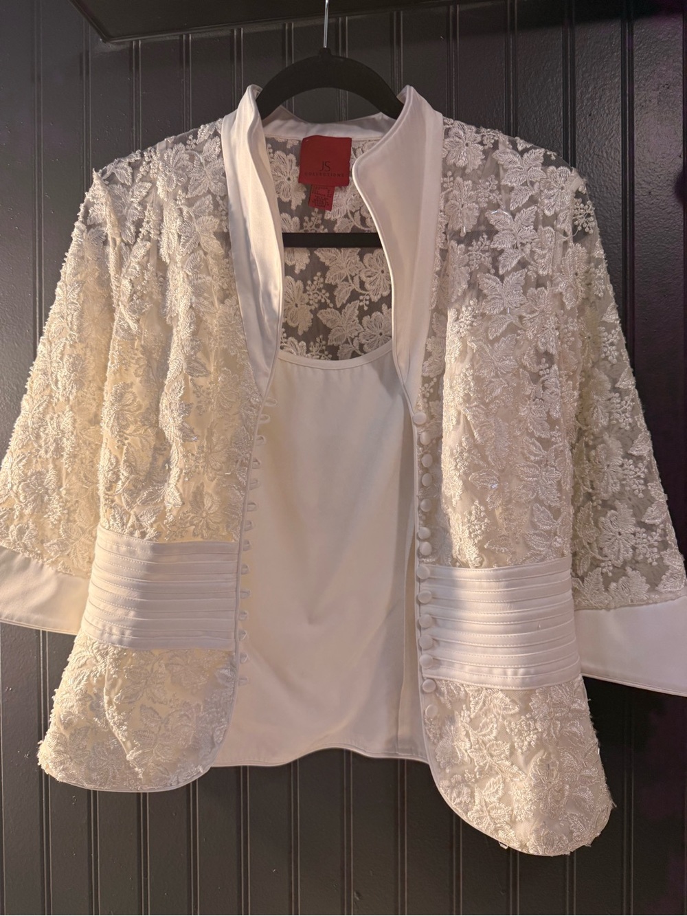 White jackets Lace And Beaded Jacket JS collections Medium